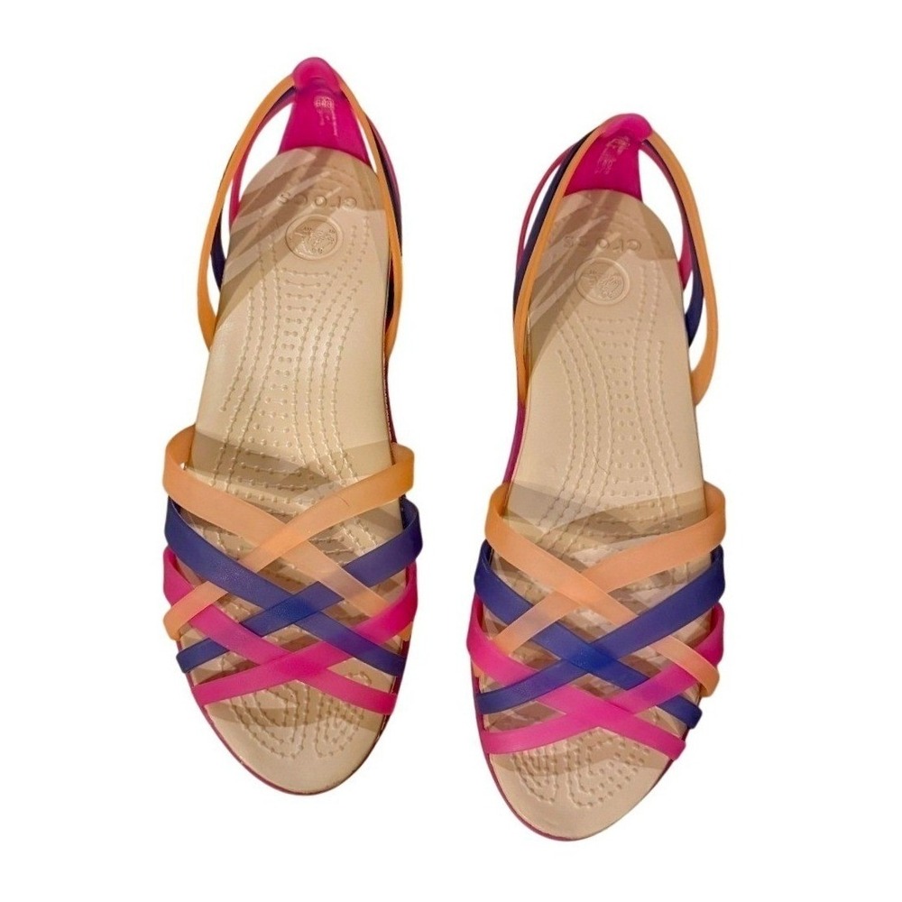 Crocs Huarache Rainbow Jelly Fisherman Sandals Womens 6 Strappy Y2K 14121